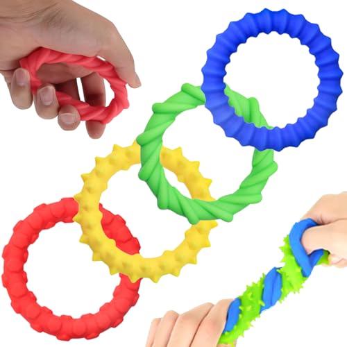 4-teilig Pack Wristband Fidget Toys Kinder, Adhs Spielzeug,Fidegt Toys Sensorischen Armbänder, Sensory Zappeln Anti Stress Spielzeug für Kinder Jungen Mädchen Stressabbau & Angstlust, Autismus von YEWCEP