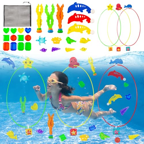 Diving Toys Poolspielzeug-Set mit Torpedos Tauchset Kinder Tauchringe für Kinder Unterwassertraining Kinderbeckenspiele Kinder Outdoor Spielzeug Unterwasserspiele Party Wasserspielzeug Geschenke von YFCACT