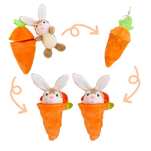 YFCJYBF 2PCS Hase Karotte Kuscheltier, Plüschspielzeug,Ostern Stoffhase,Wendbarer Karottenhase, Karotten-Schlüsselanhänger, Flauschiger Hase, Versteckspiel-Häschenspielzeug für Ostern,Osterpuppe von YFCJYBF