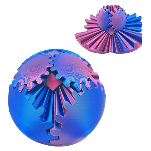 3D Bedruckte Ausrüstung Ball Regulierung Spannung Tragbare Rotationsgetriebe Sphere Schreibtisch Spielzeug für Stress Angst, die für Erwachsene Kinder entspannt (Blaurot) von YFSAN