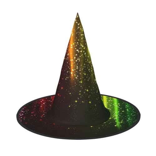 YFSGDLBN Halloween-Hut mit Regenbogen-Neon-Druck, Hexenhut, spitzer Hut, dekorativer Hut von YFSGDLBN