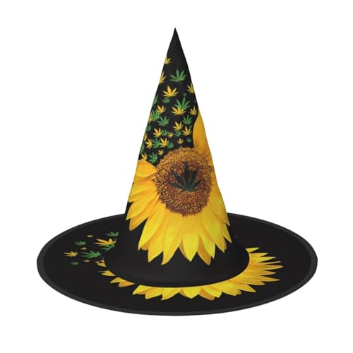 YFSGDLBN Halloween-Hut mit Sonnenblumen-Motiv, Hexenhut, spitzer Hut, dekorativer Hut von YFSGDLBN