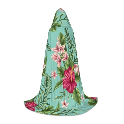 YFSGDLBN Hawaiianische tropische Blätter Blumen gedruckt Kapuzenumhang für Teenager Party Dekoration Poncho von YFSGDLBN