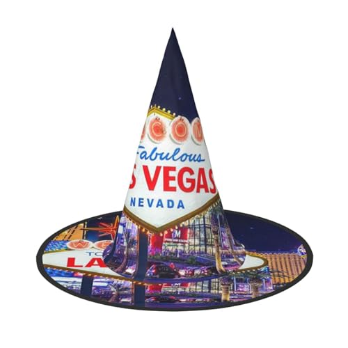 YFSGDLBN Las Vegas Night City bedruckter Halloween-Hut Hexenhut Spitzhut Dekohut von YFSGDLBN