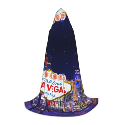 YFSGDLBN Las Vegas Night City bedruckter Kapuzenumhang für Teenager, Party-Dekoration, Poncho von YFSGDLBN