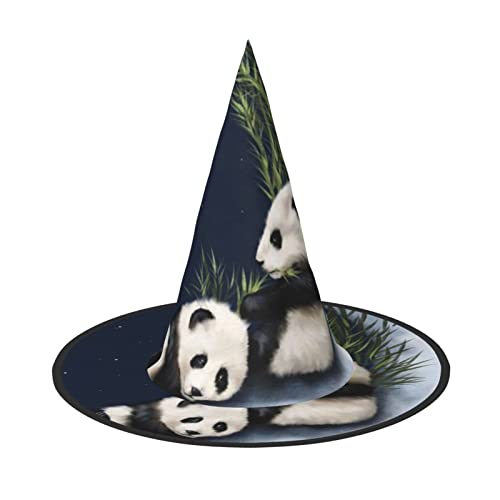 YFSGDLBN Panda und Mond bedruckter Halloween-Hut Hexenhut spitzer Hut dekorativer Hut von YFSGDLBN