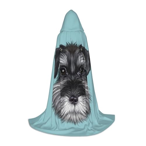 YFSGDLBN Schnauzer blauer bedruckter Kapuzenumhang für Teenager, Party-Dekoration, Poncho von YFSGDLBN