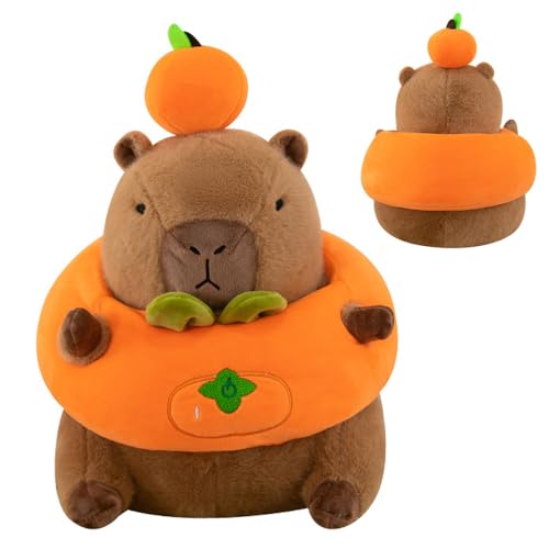 YGCHEN Capybara Plüschtier Capybara Persimmon Plüsch Niedliche Kuscheltier Kakibaum Capybara Plüschpuppe Abnehmbares Kuscheltiere Umarmungskissen Kindergeburtstag Spielzeug von YGCHEN