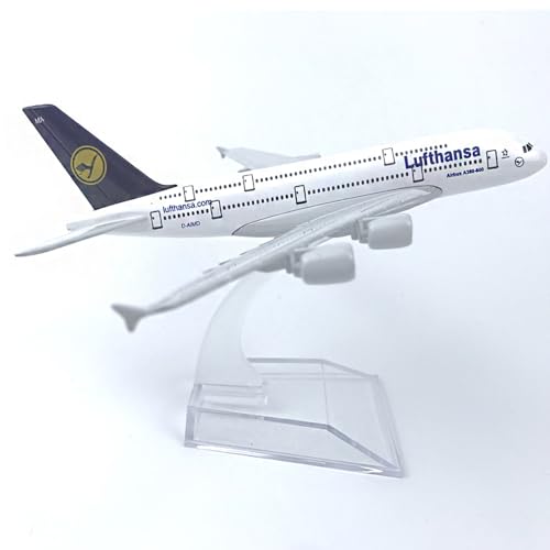 YGCHEN Flugzeug Modell Legierung Airbus A380 Lufthansa Flugzeugmodell 1/400 Skala Diecast Flugzeug Metallmodell mit Ständer Luftfahrt Enthusiasten Miniaturmodelle Sammlung Spielzeug von YGCHEN