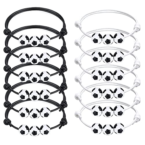 YGCHEN Fußball Armband Sport Charm Armbänder Fußball Freundschaftsarmband Sport Ball Charm Armband Verstellbares Armband für Mädchen Jungen Fussball Mitgebsel (12 Stück) von YGCHEN