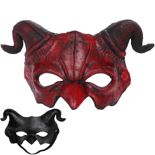 YGCHEN Halloween Dämon Maske Teufel Masken Halbgesichtsmaske Gruselige Maske Dämonenmaske Horror Halbmaske für Halloween Karneval Kostüm Cosplay Party von YGCHEN