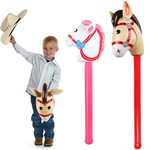 YGCHEN Luftballons Pferdekopf Aufblasbare Stockpferd Folienballon Pony Stick Ballon Pferd Western Cowboy Cowgirl Aufblasbarer Aluminium Ballons Party Requisiten Kostümstäbe Geburtstagsballons von YGCHEN