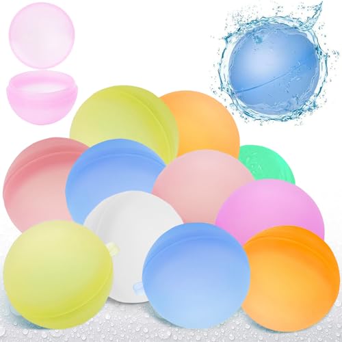 YGCHEN Silikon Wasserbomben Wiederverwendbar Wasserballons Schnellfüller Wasserkugeln Bunt Spritzbälle Wasserkampf für Sommer Draussen Strand Schwimmbäder Wasserspielzeug 14 Stück von YGCHEN