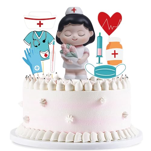 YGCHEN Tortendeko Krankenschwester Kuchen Deko Mini Nurse Figuren Medical Theme Kuchen Dekoration Geburtstag Nursing Kuchendeckel 9 Stück von YGCHEN