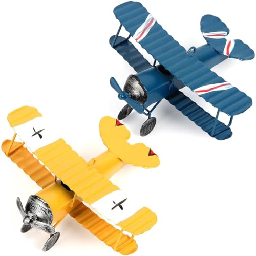 YGCHEN Vintage Flugzeug Modell Doppeldecker Kampfflugzeug Militär Modell Metall Flugzeugmodell Ornament Miniaturmodelle Kinder Sammlung Spielzeug von YGCHEN