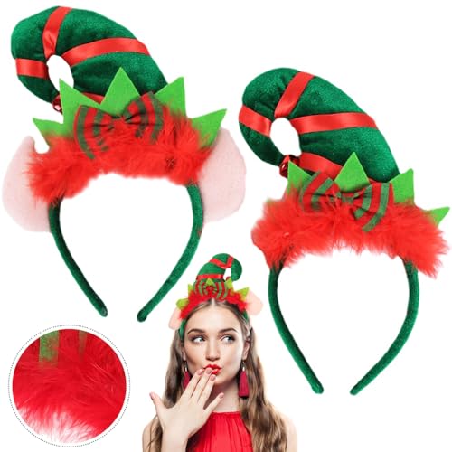 YGCHEN Weihnachts Haarreif Weihnachtself Stirnbänder Weihnachten Elfenhut Haarbänd Weihnachtsstirnband Elf Kopfbedeckung Weihnachtsdeko Haarschmuck Weihnachtsfeier Karneval Party 2 Stück von YGCHEN