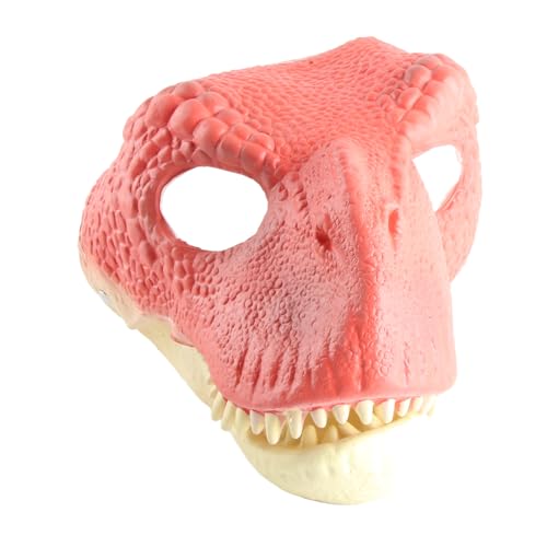 YGHQAP Dinosaurier-Maske, Kunststoff-Dino-Maske mit Beweglichem Kiefer, Fierce Tyrannosaurus Rex Dinosaurier-Maske, Karton, Rollenspiel-Kostümzubehör für Halloween, Zuhause, Party, (Rot) von YGHQAP