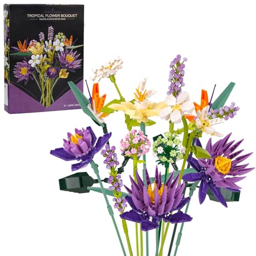 Blumen Bauspielzeugsets 13 künstliche Blumen als Dekoration für zu Hause, Blumenstrauß-Baukasten für Mädchen, Jungen und Blumenliebhaber, Botanische Sammlung Geburtstagsgeschenkidee - 891 Stück von YGNNXRN