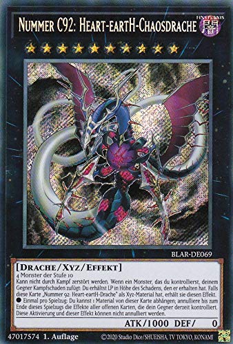 BLAR-DE069 - Nummer C92: Heart – Earth – Chaosdrache - Secret Rare - Yugioh - Deutsch - 1. Auflage im Set mit Ultra Pro Toploader und Ultra Pro Schutzhülle (Klarsicht) von YGO