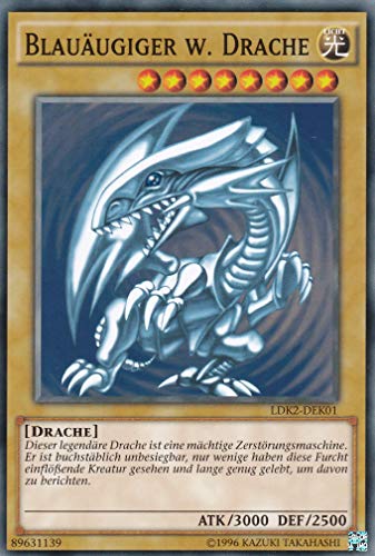 YGO - Blauäugiger w. Drache - Common - Anime Sammlerkarte - 2. Auflage im Set mit Ultra Pro Toploader und Schutzhülle (Klarsicht) - 1 Stück von YGO