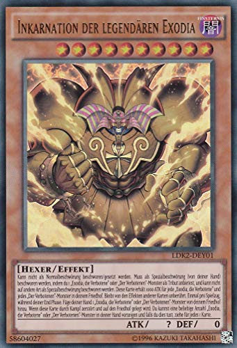 LDK2-DEY01 - Inkarnation der Legendären Exodia - Ultra Rare - Yugioh - Deutsch - 2. Auflage im Set mit Ultra Pro Toploader und Ultra Pro Schutzhülle (Klarsicht) von YGO