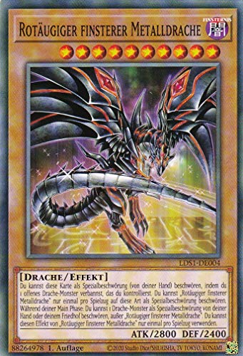 LDS1-DE004 - Rotäugiger Finsterer Metalldrache - Common - Yugioh - Deutsch - Limitierte Auflage im Set mit Ultra Pro Toploader und Ultra Pro Schutzhülle (Klarsicht) von YGO