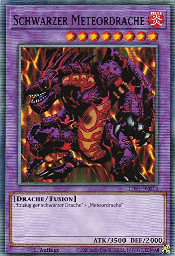 LDS1-DE013 - Schwarzer Meteordrache - Common - Yugioh - Deutsch - Limitierte Auflage im Set mit Ultra Pro Toploader und Ultra Pro Schutzhülle (Klarsicht) von YGO