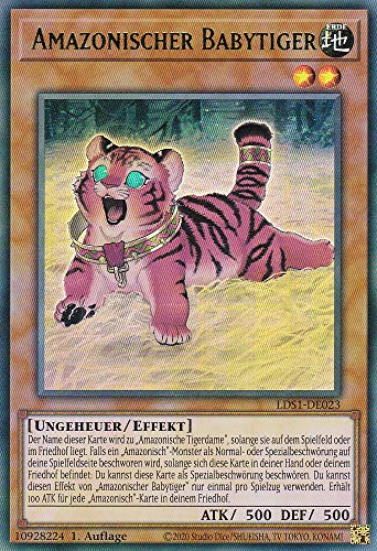 LDS1-DE023 - Amazonischer Babytiger - Colorful Ultra Rare (Version 2) - Yugioh - Deutsch - 1. Auflage im Set mit Ultra Pro Toploader und Ultra Pro Schutzhülle (Klarsicht) von YGO