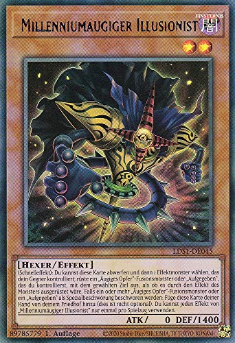 LDS1-DE045 - Millenniumäugiger Illusionist - Ultra Rare - Yugioh - Deutsch - 1. Auflage im Set mit Ultra Pro Toploader und Ultra Pro Schutzhülle (Klarsicht) von YGO