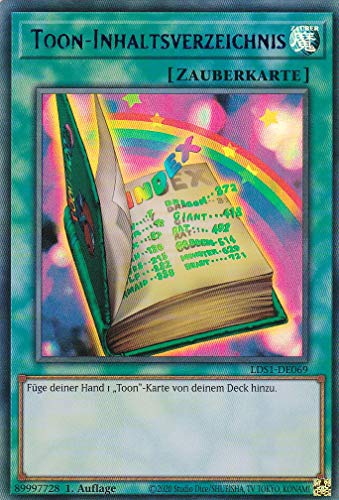 LDS1-DE069 - Toon – Inhaltsverzeichnis - Ultra Rare - Yugioh - Deutsch - 1. Auflage im Set mit Ultra Pro Toploader und Ultra Pro Schutzhülle (Klarsicht) von YGO