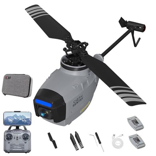 C127AI Scout RC Hubschrauber Mit 1080P Kamera, 4CH AI Intelligente Fernbedienung Hubschrauber Mit 6-Achsen-Gyro Eine Taste Start/Landung Optical Flow Positionierung Für Urlaub Geschenke (8*21CM) von YGWXYYZJ