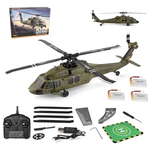 YGWXYYZJ Ferngesteuerter Hubschrauber 2.4Ghz 4CH RC Hubschrauber mit 6-Achsen Gyroskop, Höhe schwebende ferngesteuerte Drohne Einzelpropeller Militärflugzeug ohne Querruder Geschenk(3 Battery) von YGWXYYZJ