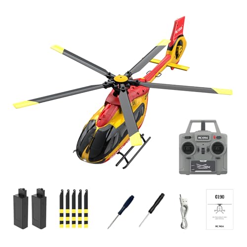 YGWXYYZJ RC Hubschrauber Spielzeug für Erwachsene, C123 1/36 EC135 Ferngesteuertes Helicopter 2.4G 6CH Einmotoriges Gyroskopisches Fluggerät Geschenk für Erwachsene und Jugendliche(Champagne) von YGWXYYZJ