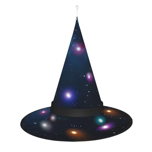 YGXDYDE Hexenhut mit Sternennacht, tiefer Weltraumdruck, Halloween-Hexenhut, LED-beleuchteter Hexenhut mit 3 Beleuchtungsmodi, Innen- und Außenbereich, Garten, Terrasse, Party-Dekoration von YGXDYDE