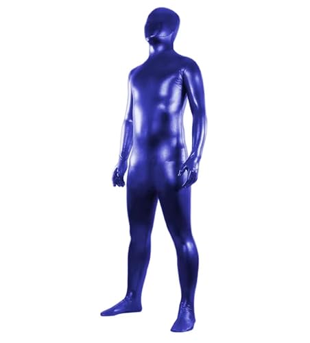 YGZHANYUANOKU Ganzkörperanzug für Herren, metallisch, Zentai-Party, Halloween, Ganzkörperanzug, Cosplay, Kostüme, Vinyl-Leder, Catsuit, personalisierbar, Blau, Größe 4XL von YGZHANYUANOKU