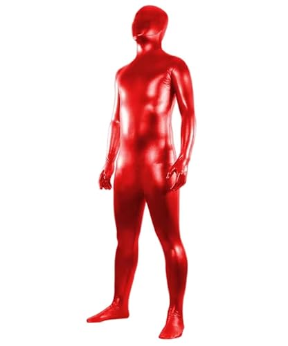 YGZHANYUANOKU Herren-Ganzkörperanzug, metallisch, Zentai-Party, Halloween, Ganzkörperanzug, Cosplay, Kostüme, Vinyl-Leder, Catsuit, personalisierbar, Rot, Größe 3XL von YGZHANYUANOKU