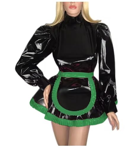 YGZHANYUANOKU Uniform-Kostüm für Herren und Damen, Erwachsene, Crossdressing, Sissy-Kostüm, PVC, Schwarz, Größe 7XL von YGZHANYUANOKU