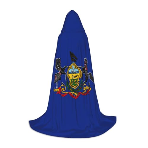 Pennsylvania State Flag Print Kapuzenumhang - Stilvoller und vielseitiger Umhang für alle Jahreszeiten, passend für Karneval, Kostümpartys von YHBLYKXP