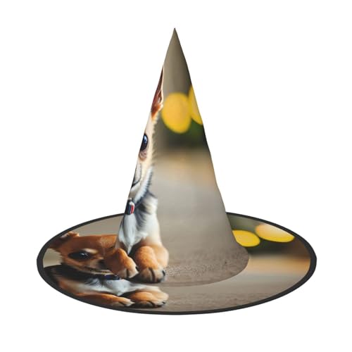 YHBLYKXP Chihuahua-Hund 1 verstellbarer Halloween-Hexenhut mit faltbarer Krempe für Kostümparty, Karneval, Maskenball YHBLYKXP Chihuahua-Hund 1 verstellbarer Halloween-Hexenhut mit faltbarer Krempe für Kostümparty, Karneval, Maskenball von YHBLYKXP