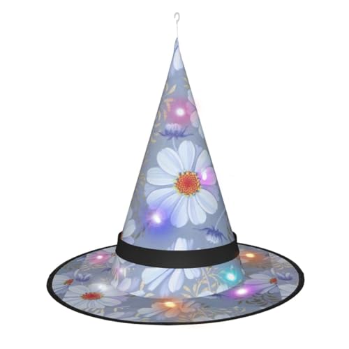 YHBLYKXP Daisy Blue Hexenhüte mit Aufdruck für Halloween, Kostümzubehör, Cosplay, Mottopartys, Partyzubehör von YHBLYKXP