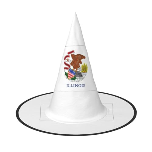 YHBLYKXP Illinois Staatsflagge, verstellbarer Halloween-Hexenhut mit faltbarer Krempe, für Kostümparty, Karneval, Maskenball YHBLYKXP Illinois Staatsflagge, verstellbarer Halloween-Hexenhut mit faltbarer Krempe, für Kostümparty, Karneval, Maskenball von YHBLYKXP