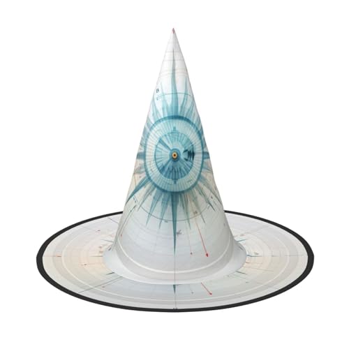 YHBLYKXP Kompass verstellbarer Halloween-Hexenhut mit faltbarer Krempe für Kostümparty, Karneval, Maskenball YHBLYKXP Kompass verstellbarer Halloween-Hexenhut mit faltbarer Krempe für Kostümparty, Karneval, Maskenball von YHBLYKXP