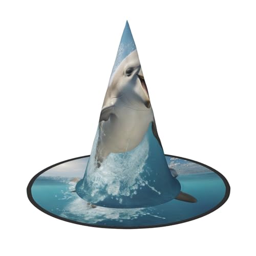 YHBLYKXP Lustiger Tier-Hexenhut mit Delfin, verstellbar, mit faltbarer Krempe, für Kostümparty, Karneval, Maskenball YHBLYKXP Lustiger Tier-Hexenhut mit Delfin, verstellbar, mit faltbarer Krempe, für Kostümparty, Karneval, Maskenball von YHBLYKXP