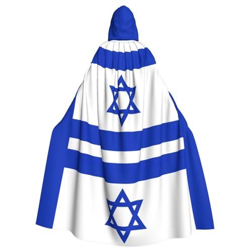 YHBLYKXP Umhang mit Kapuze für Erwachsene, Motiv: israelische Flagge, für Partys, Karneval, Cosplay, Kostüme, Bühnenaufführungen, Events von YHBLYKXP