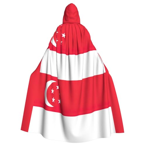 YHBLYKXP Umhang mit Singapur-Flagge, für Erwachsene, mit Kapuze, Umhang für Partys, Karneval, Cosplay, Kostüme, Bühnenaufführungen, Events von YHBLYKXP