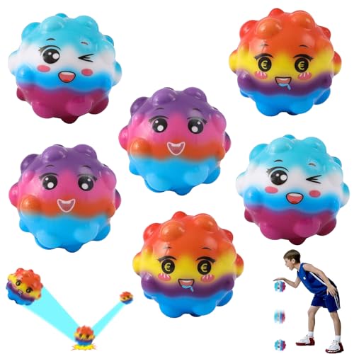 YHBXAMZ 6 Stück Moon Ball, Mehrfarbig Space Sprungball, Super High Bouncing Lightweight Springen Ball, Hüpfbälle, Bouncy Balls, Mini Gummiball für Kinder, Interaktives Spielzeug zum Stressabbau von YHBXAMZ