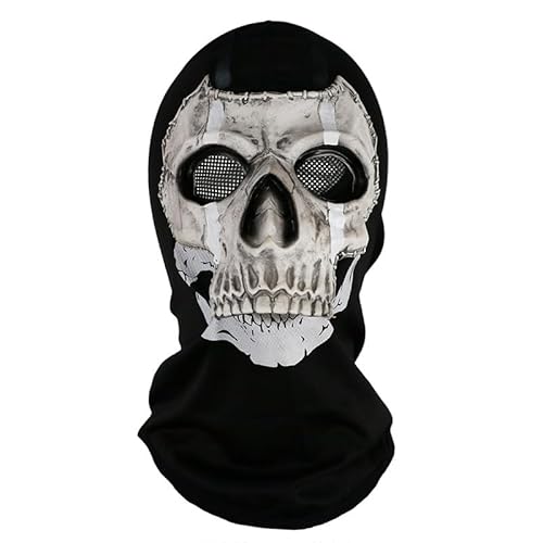 YHHIRCH Maske Totenkopf Vollmaske Halloween Maske Cosplay Schädel Maske Erwachsene Gruseliger Vollkopf 3D Skelett Helm aus Naturlatex für Cosplay Halloween Party Schädel Kopfbedeckung (B) von YHHIRCH