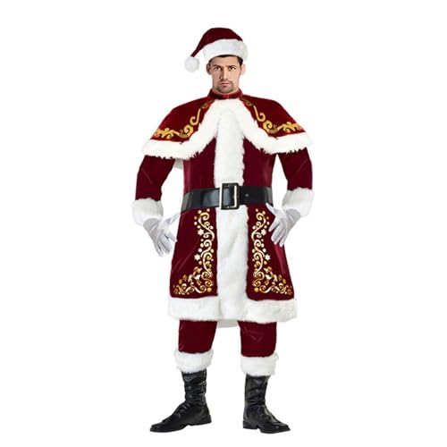 YHIY Weihnachtsmann-Kostüm für Männer Weihnachten 7-teilig,Deluxe-Samt-Weihnachtsmann-Anzug für Erwachsene,Teenager-Kostüm für Damen und Herren XXXL von YHIY