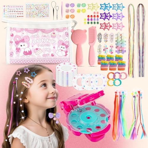 Hair Bedazzler Kit, 189 Stück Haarschmuck Set für Mädchen, Glitzersteine Haare Maschine mit 220 Hair Gems, DIY Haar Diamant Styler Kit Geschenke für Mädchen mit tolle Geschenkbox von YIBONIKA