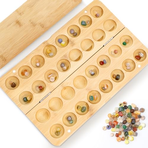 YICH Steinchenspiel Hus - Bao - Kalaha Spiel Edelsteinspiel aus Holz inkl. Edelsteinen Strategiespiele für Kinder Erwachsene YICH Steinchenspiel Hus - Bao - Kalaha Spiel Edelsteinspiel aus Holz inkl. Edelsteinen Strategiespiele für Kinder Erwachsene von YICH